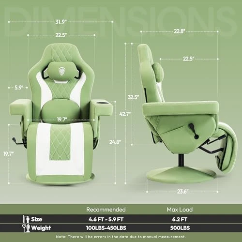 Racing Style Gaming Recliner Chair with Massage Lumbar Support, Footrest, Cup Holder, Side Pouch, High Back Ergonomic... — Smart Chairs, Dowinx