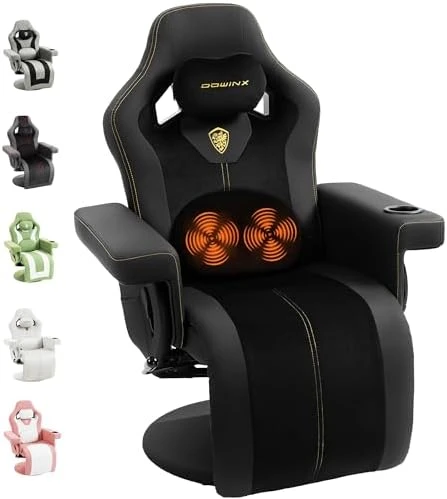 Racing Style Gaming Recliner Chair with Massage Lumbar Support, Footrest, Cup Holder, Side Pouch, High Back Ergonomic... — Smart Chairs, Dowinx