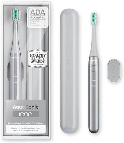 Rechargeable Toothbrush with Magnetic Holder and Travel Case — Electric Toothbrush, AquaSonic