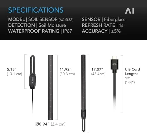 Soil Sensor Probe for AI Controllers — Soil Moisture Sensor, AC Infinity