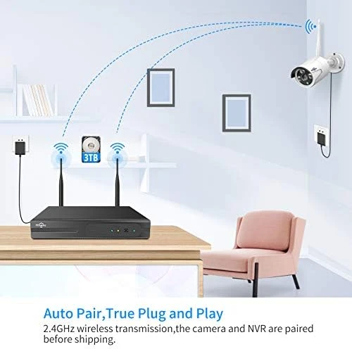 Wireless Pro WiFi Security Camera System, 16CH 4K NVR Kit, Corded Powered 8Pcs 5MP CCTV Home Security Camera System for... — Security Camera, Hiseeu