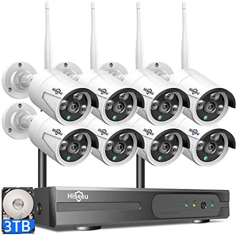 Wireless Pro WiFi Security Camera System, 16CH 4K NVR Kit, Corded Powered 8Pcs 5MP CCTV Home Security Camera System for... — Security Camera, Hiseeu