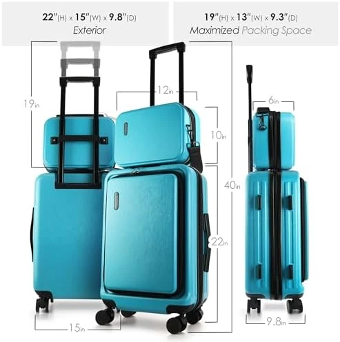 20 Inch Carry On Luggage with Cosmetic Case — Smart Luggage, TRAVELARIM