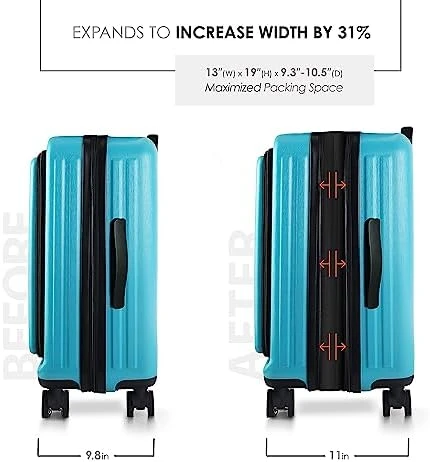 20 Inch Carry On Luggage with Cosmetic Case — Smart Luggage, TRAVELARIM