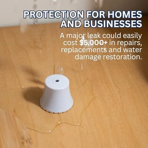 Small Water Leak Alarm 6-Pack — Water Shut Off Valve, Flood Buzz