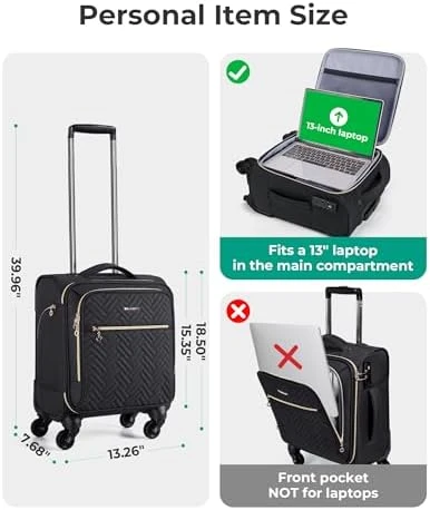 Underseat Carry On Luggage with Spinner Wheels — Smart Luggage, BAGSMART