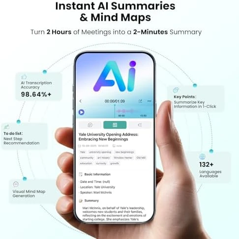 Voice Recorder with AI Transcription and Display — Translator Device, AOSRAU