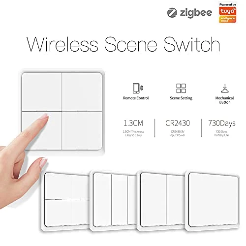 Wireless Remote Control Smart Switch Wall Panel Transmitter — Smart Switch, MOES