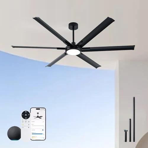 65 Inch Ultra-thin Smart Ceiling Fan with WiFi Alexa APP Remote Control, Whole Aluminum DC Motor and Blades, 6 Speed,... — Smart Fan, ECOiTEL