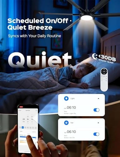 65 Inch Ultra-thin Smart Ceiling Fan with WiFi Alexa APP Remote Control, Whole Aluminum DC Motor and Blades, 6 Speed,... — Smart Fan, ECOiTEL