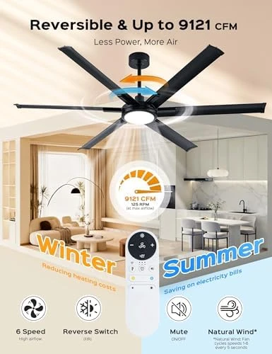 65 Inch Ultra-thin Smart Ceiling Fan with WiFi Alexa APP Remote Control, Whole Aluminum DC Motor and Blades, 6 Speed,... — Smart Fan, ECOiTEL