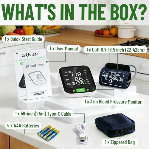 Automatic Upper Arm Blood Pressure Monitor with Adjustable Large Cuff — Blood Pressure Monitor, Uvital