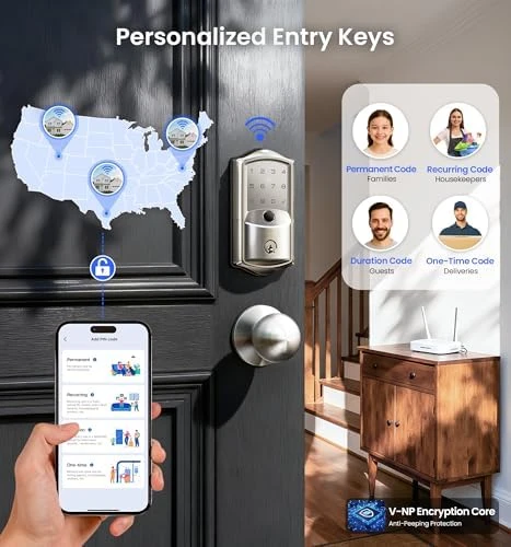 Built-in WiFi Smart Lock with Fingerprint Keypad Deadbolt — Smart Lock, Veise