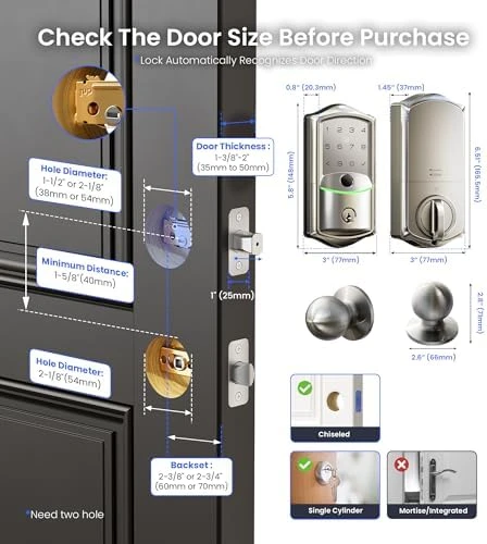 Built-in WiFi Smart Lock with Fingerprint Keypad Deadbolt — Smart Lock, Veise