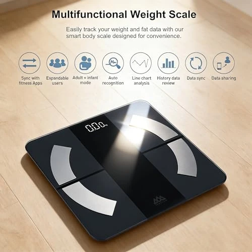 Digital Bathroom Scale with Body Composition Analysis — Smart Scale, SENSSUN