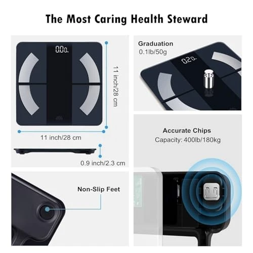 Digital Bathroom Scale with Body Composition Analysis — Smart Scale, SENSSUN