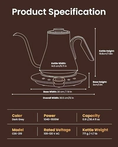 Gooseneck Electric Kettle with Temperature Control — Electric Kettle, INTASTING