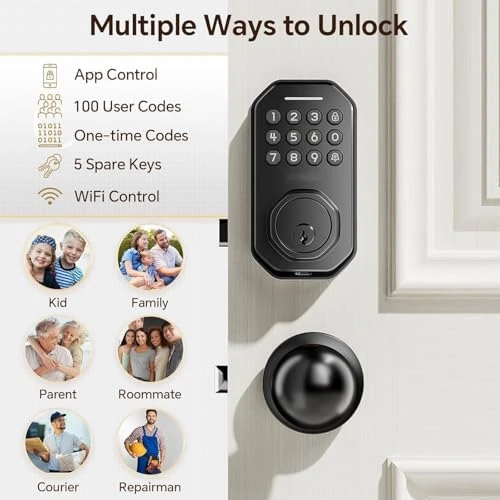 Keyless Entry Door Lock Set with WiFi Smart App Control — Smart Lock, Ulecoce