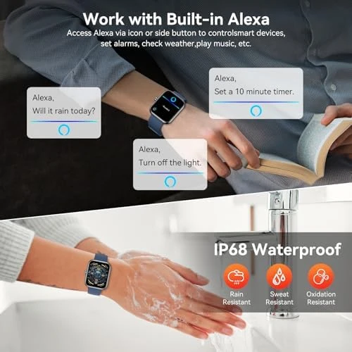 Smart Watch with Alexa Built-in, HD Touchscreen Fitness Tracker — Smart Watch, BOOOMIC