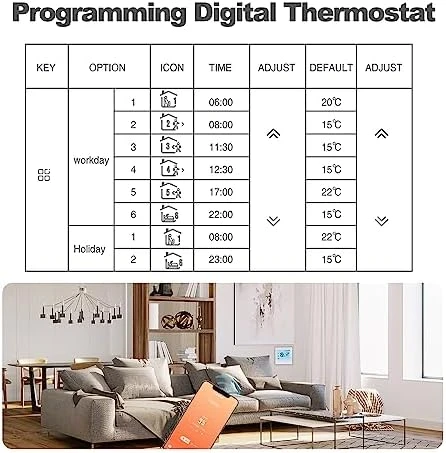 WiFi Thermostat for Electric Heating — Smart Thermostat, Aoresac