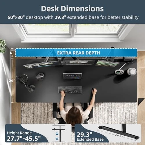 Adjustable Standing Desk with Cable Management and Accessories — Standing Desk, DeskShow