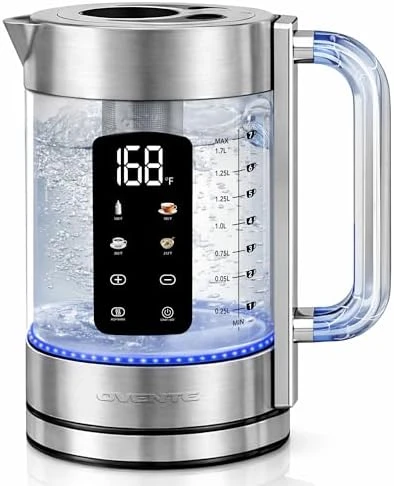 Digital Glass Electric Tea Kettle with Color-Changing LED Lights — Electric Kettle, OVENTE