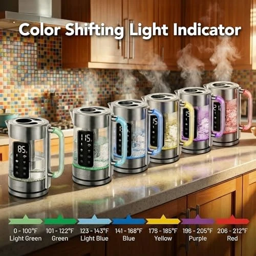 Digital Glass Electric Tea Kettle with Color-Changing LED Lights — Electric Kettle, OVENTE