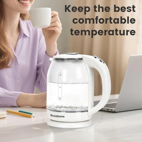 Electric Kettle with Stainless Steel and Glass Visual Boiling — Electric Kettle, Nuxatoms