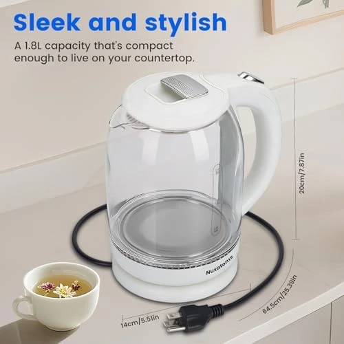 Electric Kettle with Stainless Steel and Glass Visual Boiling — Electric Kettle, Nuxatoms