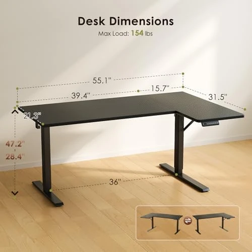 Electric L Shaped Standing Desk — Standing Desk, OffiGo
