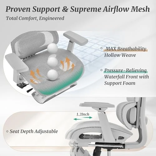 Ergonomic Office Chair with Footrest — Smart Chairs, Cozyman
