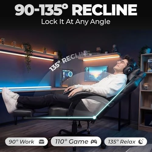 Gaming Chair with Ergonomic Lumbar Support, High Back Recliner, and Footrest — Smart Chairs, N-GEN GAMING