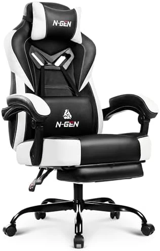 Gaming Chair with Ergonomic Lumbar Support, High Back Recliner, and Footrest — Smart Chairs, N-GEN GAMING