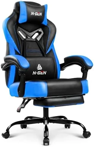 Gaming Chair with Ergonomic Lumbar Support, High Back Recliner, and Footrest — Smart Chairs, N-GEN GAMING