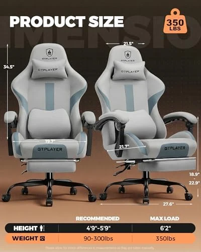 Gaming Chair with Foot Rest & Pocket Spring Cushion — Smart Chairs, GTPLAYER