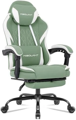 Gaming Chair with Footrest, Adjustable Headrest, Massage Lumbar Support, and Reclining Function — Smart Chairs, Misolant