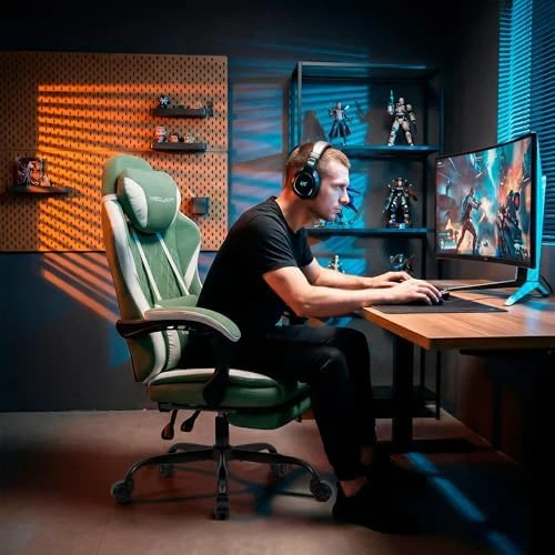 Gaming Chair with Footrest, Adjustable Headrest, Massage Lumbar Support, and Reclining Function — Smart Chairs, Misolant