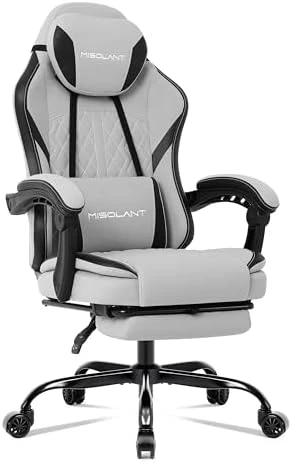 Gaming Chair with Footrest, Adjustable Headrest, Massage Lumbar Support, and Reclining Function — Smart Chairs, Misolant