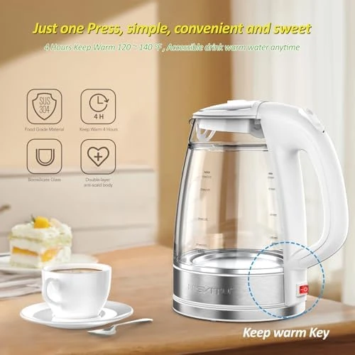 Glass & Stainless Steel Cordless Electric Kettle — Electric Kettle, NISVITU