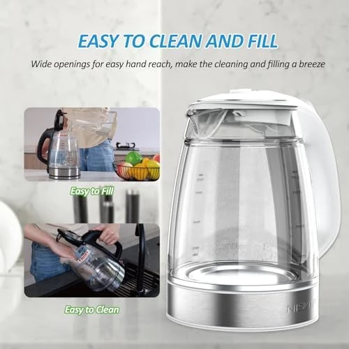 Glass & Stainless Steel Cordless Electric Kettle — Electric Kettle, NISVITU