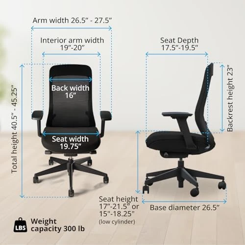 High Back Ergonomic Office Chair with Lumbar Support, Mesh Back, 4D Armrests, and 40° Recline — Smart Chairs, UPLIFT DESK