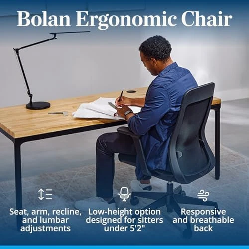 High Back Ergonomic Office Chair with Lumbar Support, Mesh Back, 4D Armrests, and 40° Recline — Smart Chairs, UPLIFT DESK