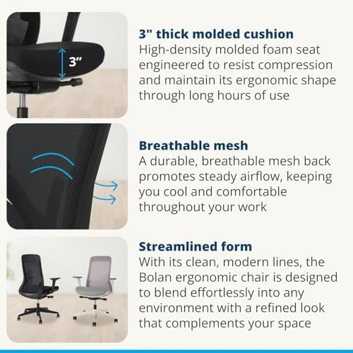 High Back Ergonomic Office Chair with Lumbar Support, Mesh Back, 4D Armrests, and 40° Recline — Smart Chairs, UPLIFT DESK