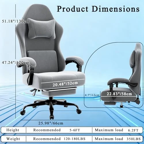 Massage Gaming Chair with Lumbar Support and Footrest — Smart Chairs, HOTOSYCH