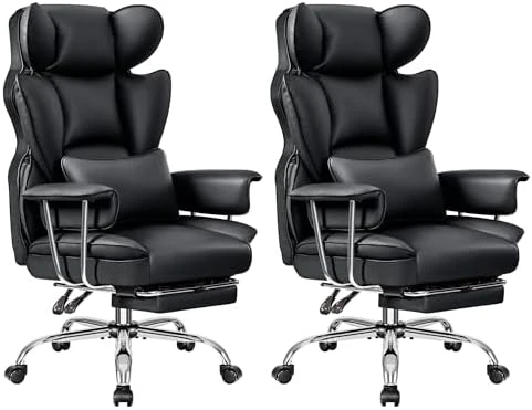 Office Chair Comfy, Big and Tall Executive Leather Chair, High Back Ergonomic Wide Chair with Footrest, Reclining... — Smart Chairs, ALLGOD