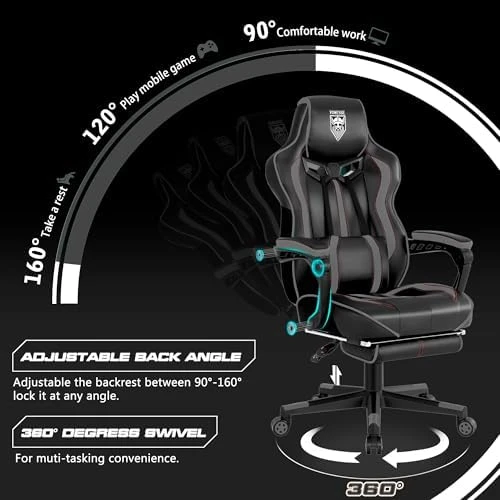 Reclining Gaming Chair with Footrest and Massage — Smart Chairs, Vonesse