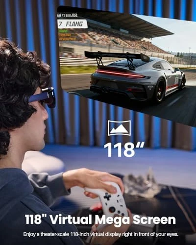 AR Glasses with Ultra-Bright Display, Built-in Stereo Speakers, Adjustable Myopia Correction, 118-Inch Virtual Mega... — Smart Glasses, TOZO