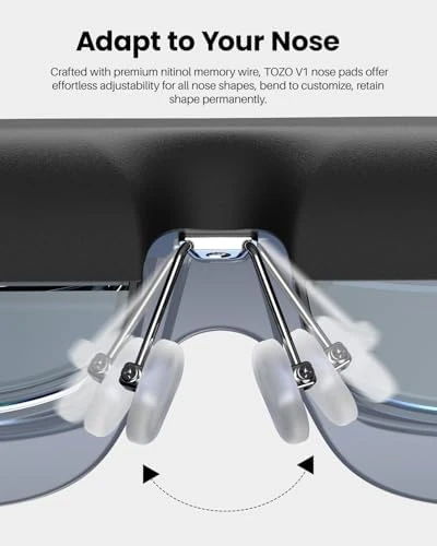 AR Glasses with Ultra-Bright Display, Built-in Stereo Speakers, Adjustable Myopia Correction, 118-Inch Virtual Mega... — Smart Glasses, TOZO