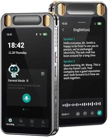 Voice Recorder with AI Transcription and Translation — Translator Device, Fivegren