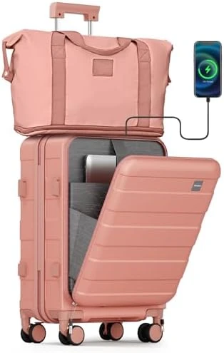 Carry on Luggage with Front Pocket and USB Port — Smart Luggage, imiomo